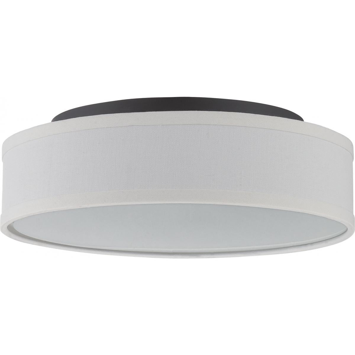 Heather - LED Flush with White Linen Shade - Aged Bronze Finish - Satco 62-525