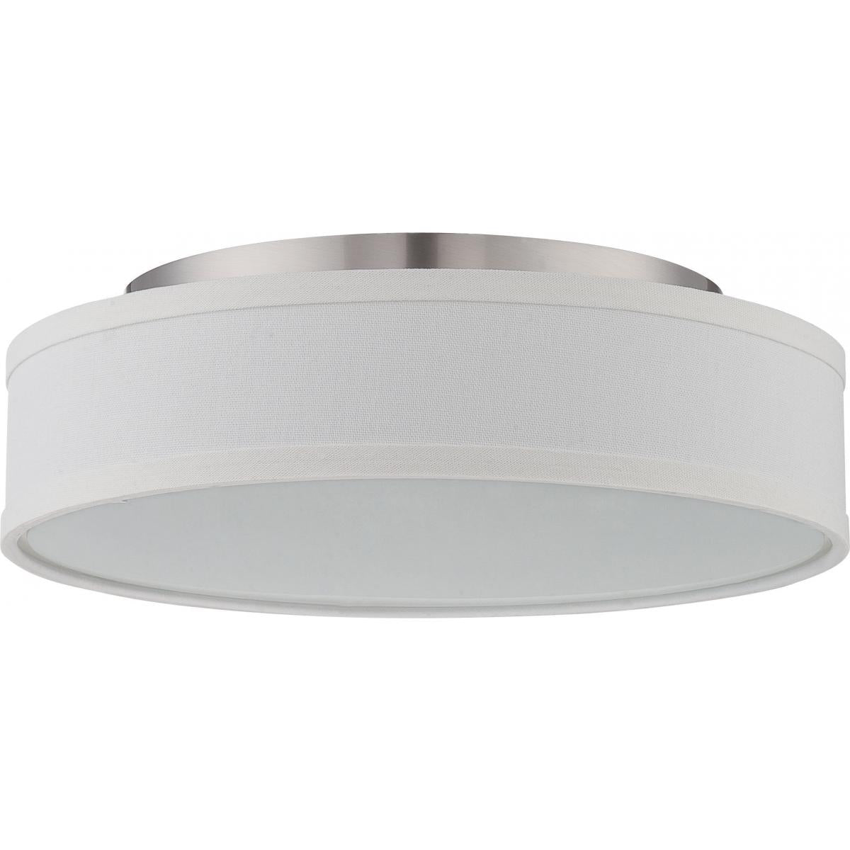 Heather - LED Flush with White Linen Shade - Brushed Nickel Finish - Satco 62-524