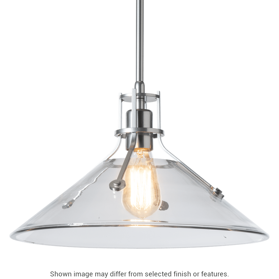 Henry Medium Glass Shade Pendant - White - Clear Glass by Hubbardton Forge