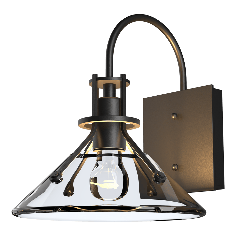 Henry Small Glass Shade Outdoor Sconce - Coastal Black - Clear Glass by Hubbardton Forge