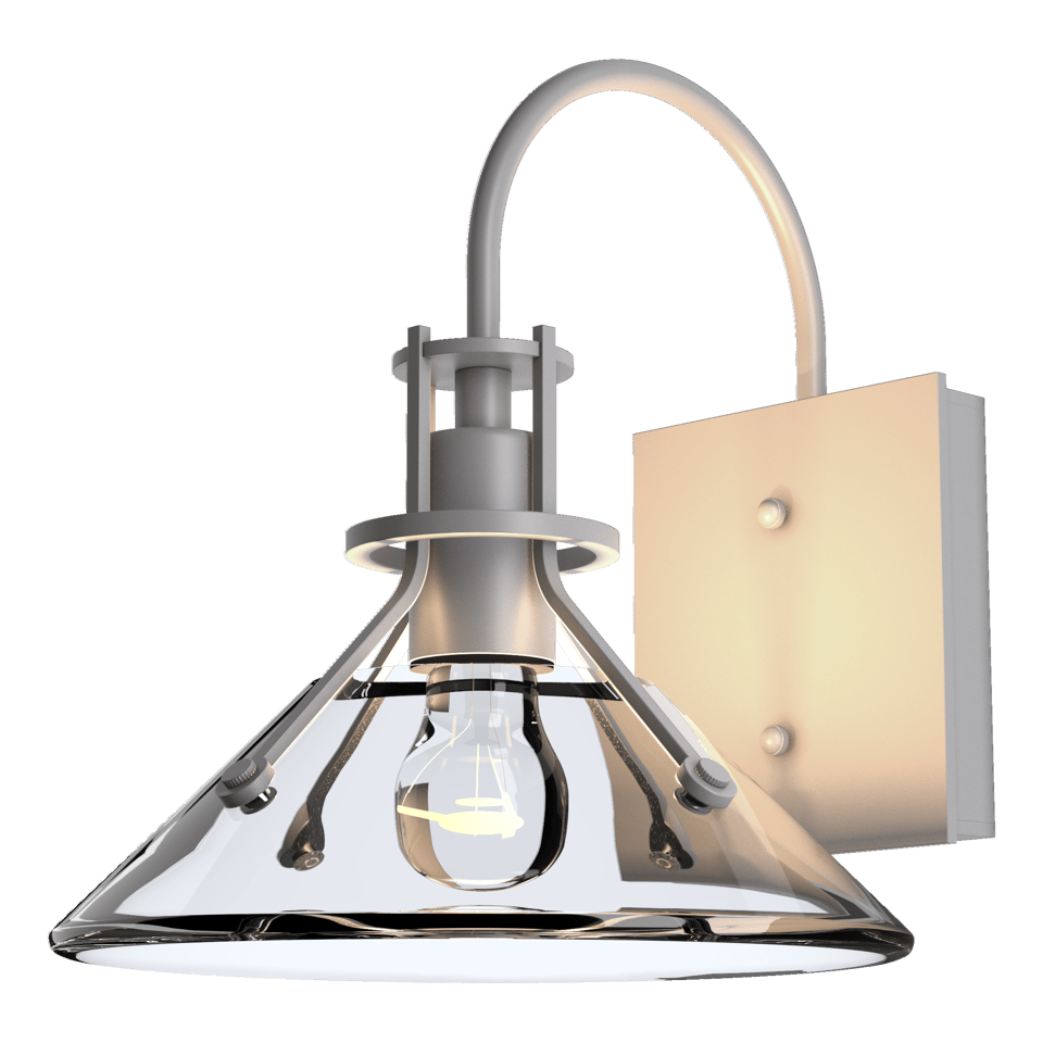 Henry Small Glass Shade Outdoor Sconce - Coastal Burnished Steel - Clear Glass by Hubbardton Forge