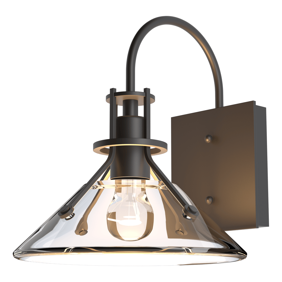 Henry Small Glass Shade Outdoor Sconce - Oil Rubbed Bronze - Clear Glass by Hubbardton Forge