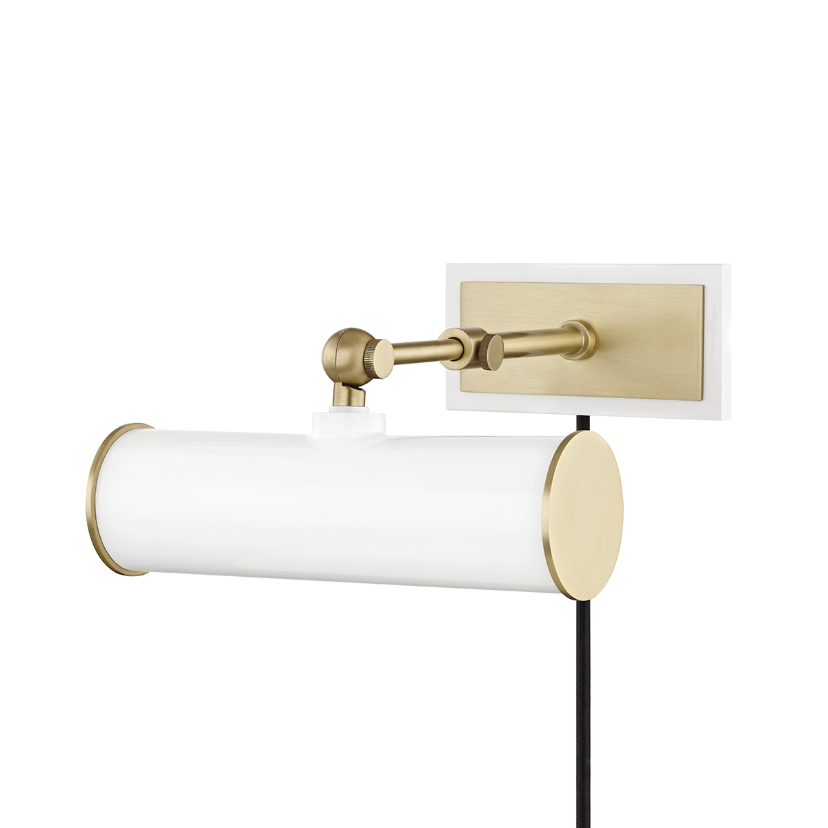 Holly Plug-In Picture Light - 1-Light - Aged Brass/Soft Off White - Mitzi HL263201-AGB/WH