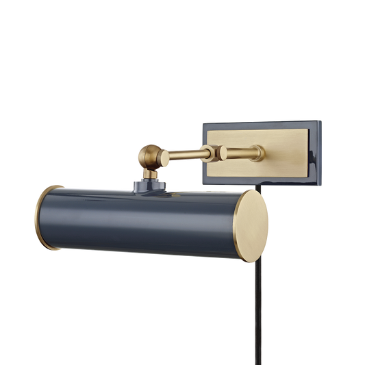 Holly Plug-In Sconce - 1-Light - Aged Brass/Navy - Mitzi HL263201-AGB/NVY