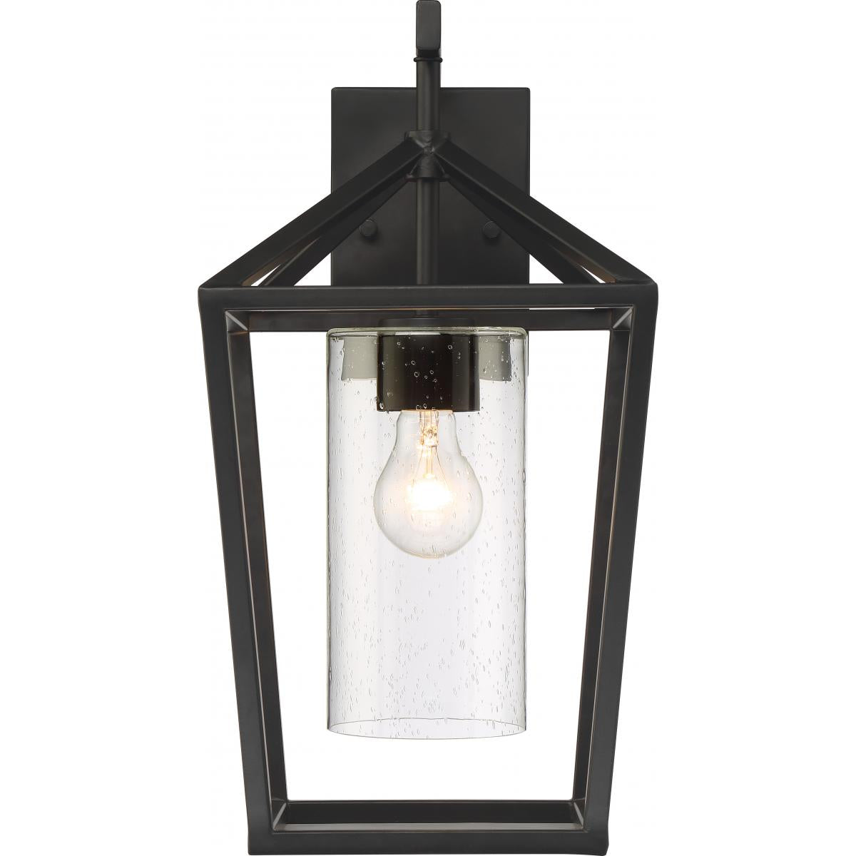 Hopewell- 1 Light Large Wall Lantern - with Clear Seeded Glass - Matte Black Finish - Satco 60-6593