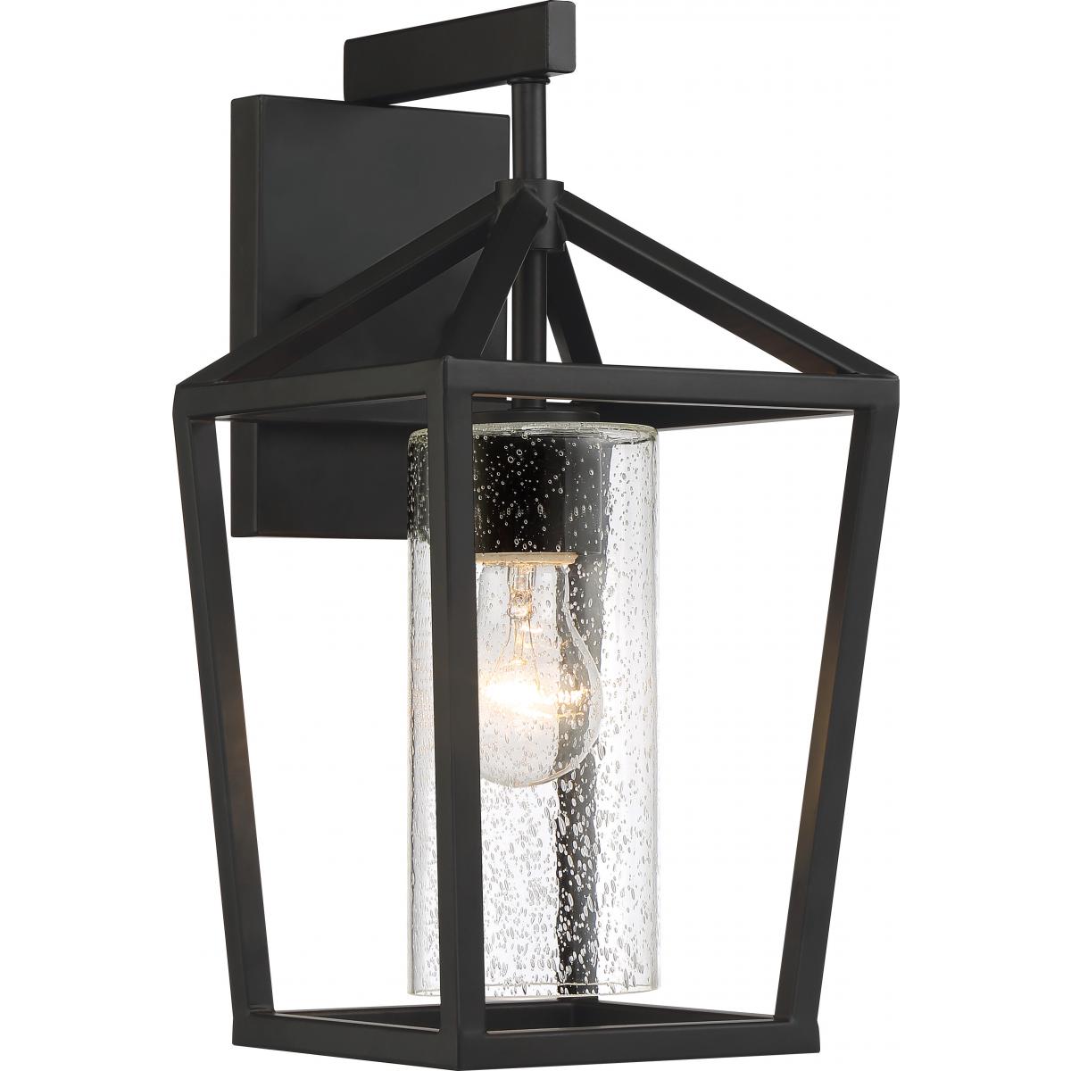 Hopewell- 1 Light Medium Wall Lantern - with Clear Seeded Glass - Matte Black Finish - Satco 60-6592