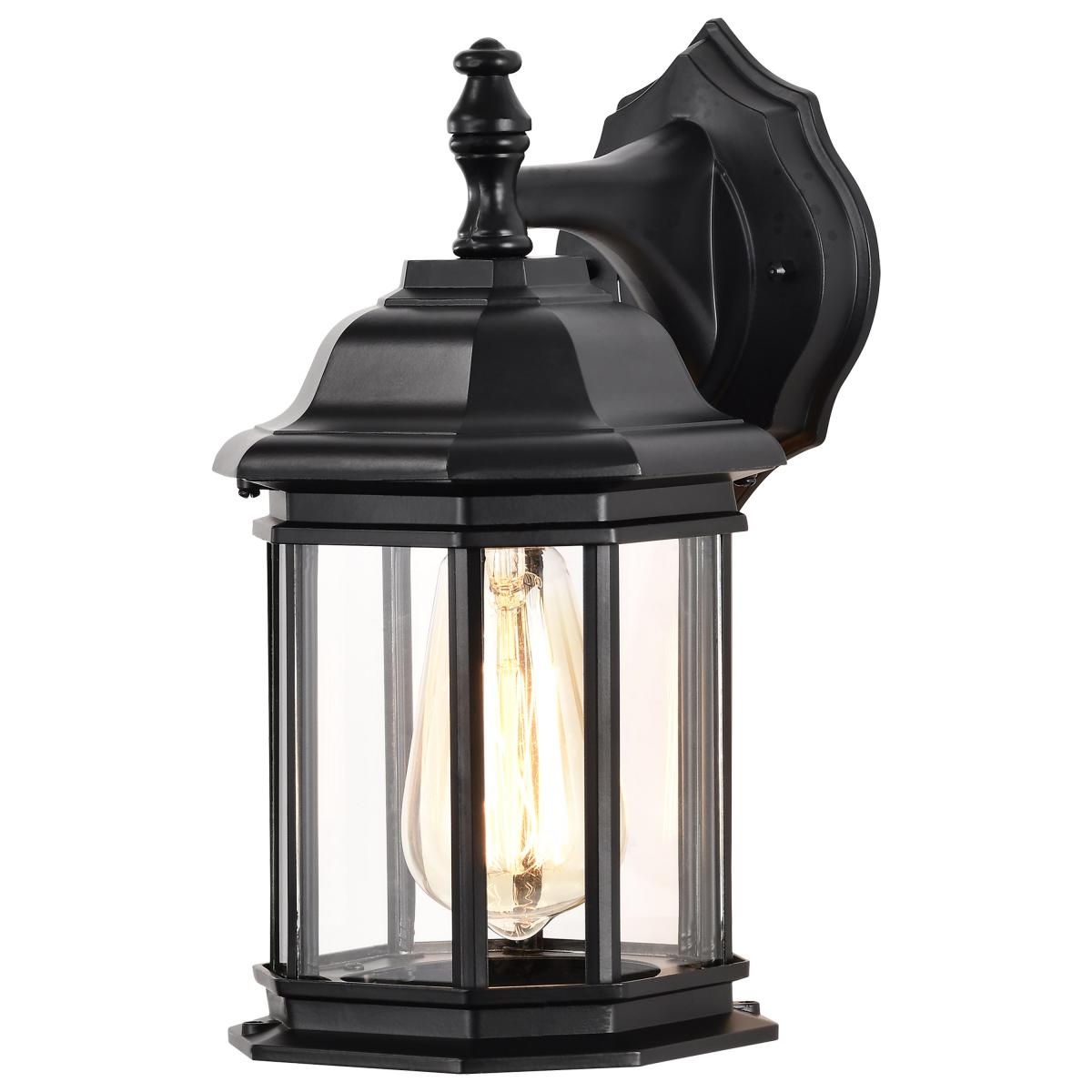 Hopkins Outdoor Collection 12 inch Small Wall Light - Matte Black Finish with Clear Glass - Satco 60-6119