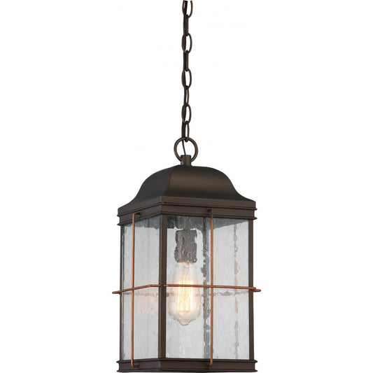 Howell - 1 Light Hanging Lantern with Clear Seeded Glass - Bronze Finish with Copper accents - Satco 60-5836