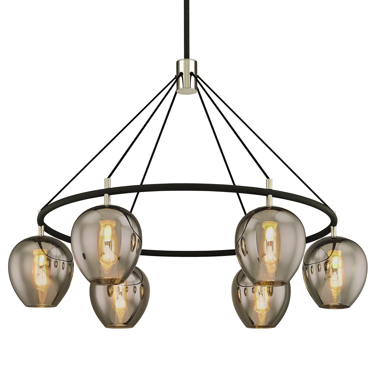 Iliad Chandelier - 6-Light - Textured Black & Polish Nickel - Troy Lighting F6216-TBK/PN