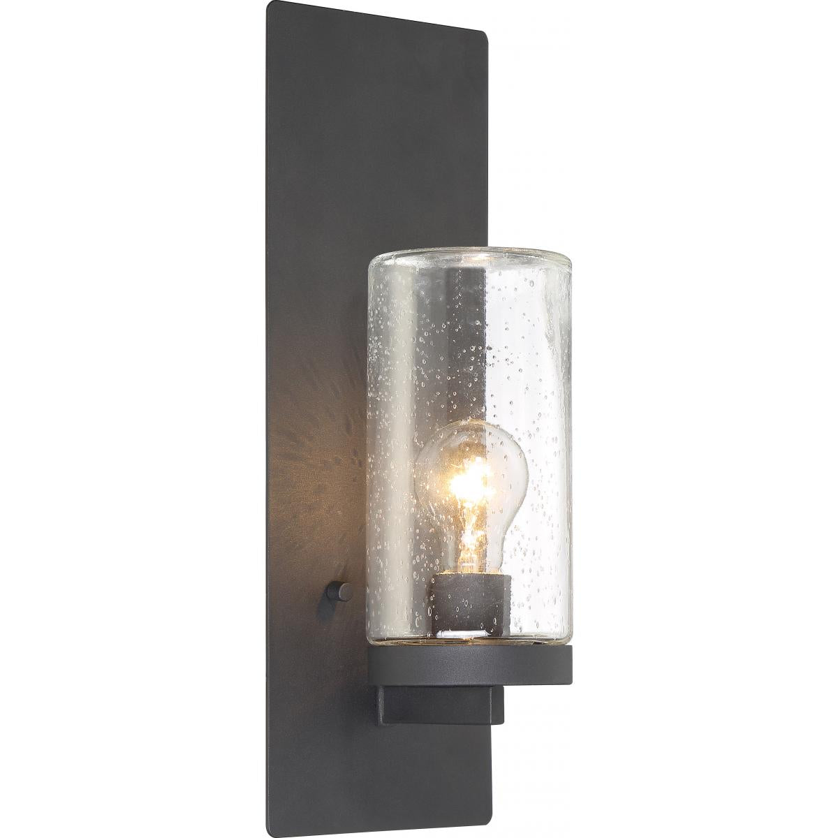 Indie- 1 Light Large Wall Sconce - with Clear Seeded Glass - Textured Black Finish - Satco 60-6578
