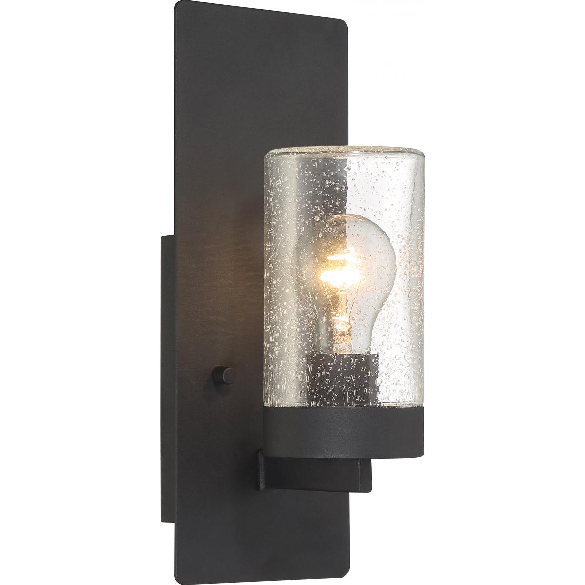Indie- 1 Light- Small Wall Sconce - with Clear Seeded Glass - Textured Black Finish - Satco 60-6579