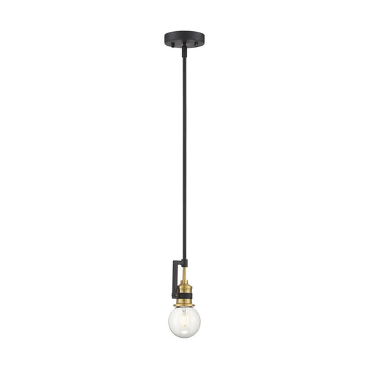 Intention - 1 Light Mini Pendant - Warm Brass and Black Finish - Satco 60-6975