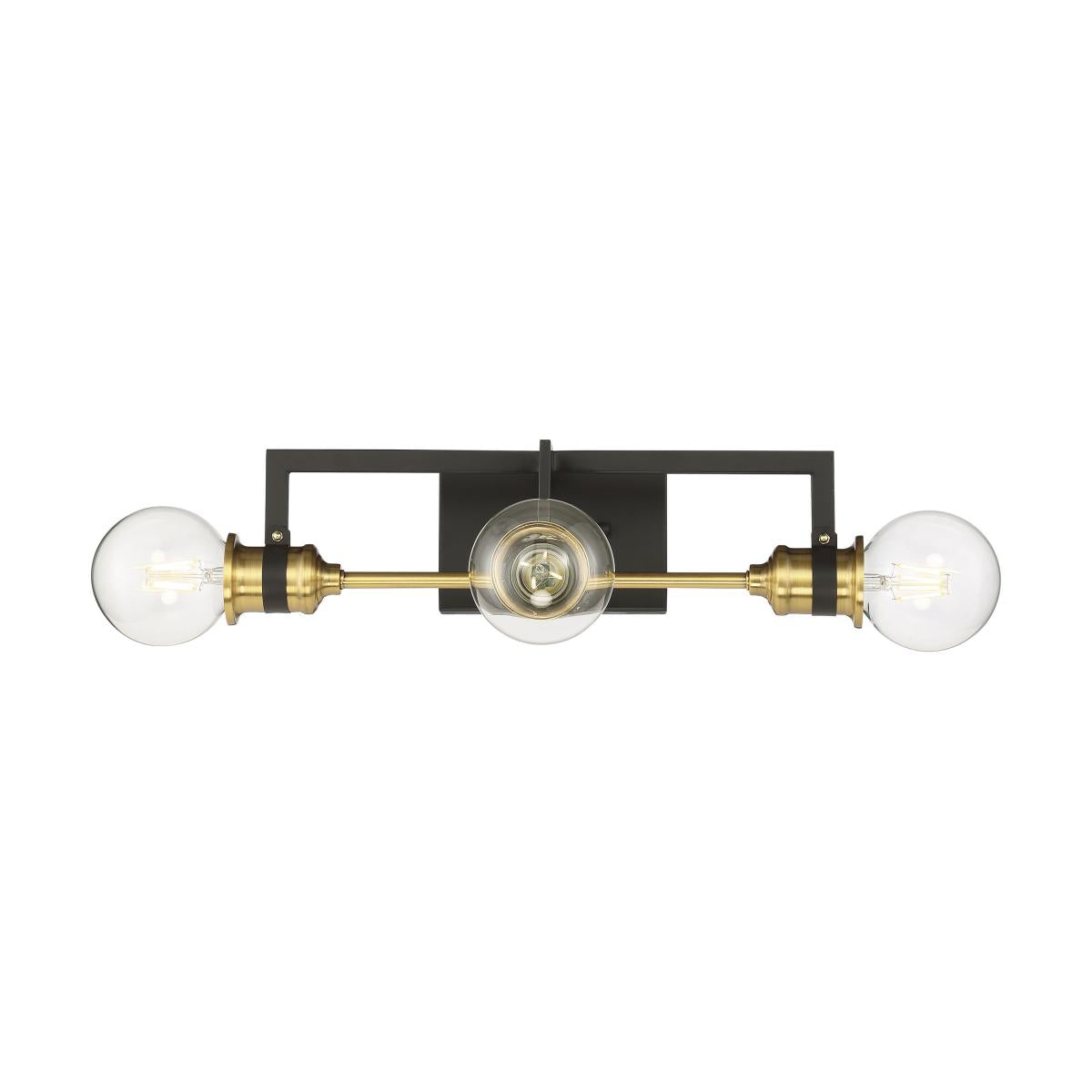 Intention - 3 Light Vanity - Warm Brass and Black Finish - Satco 60-6973