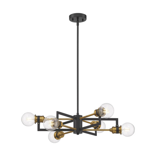 Intention - 6 Light Chandelier - Warm Brass and Black Finish - Satco 60-6976