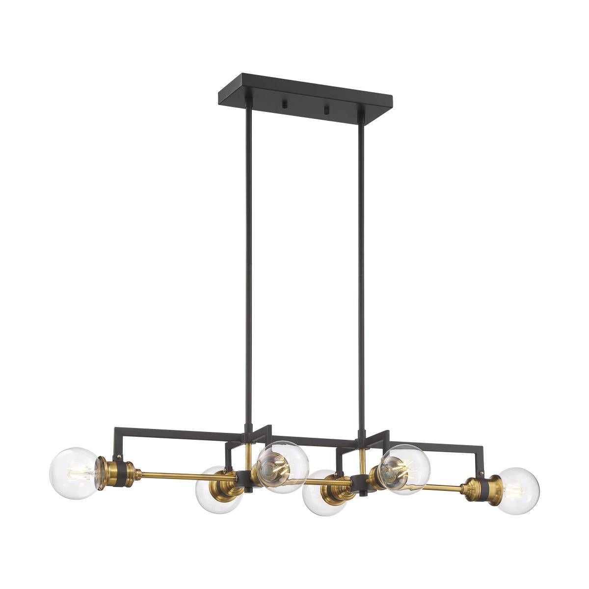 Intention - 6 Light Island Pendant - Warm Brass and Black Finish - Satco 60-6977