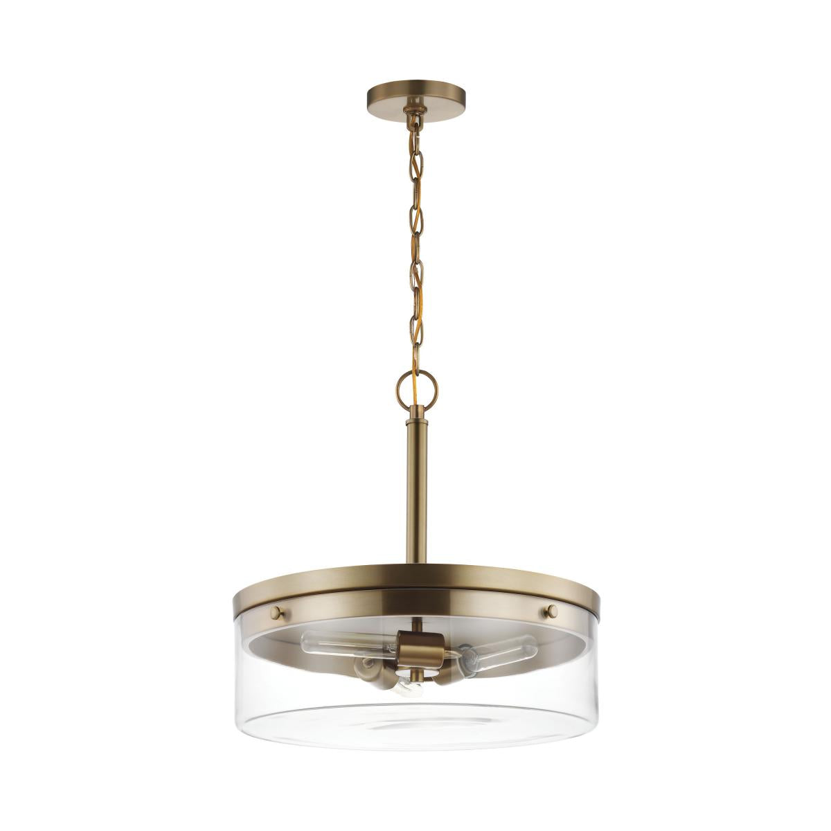 Intersection - 3 Light - Pendant - Burnished Brass with Clear Glass - Satco 60-7530