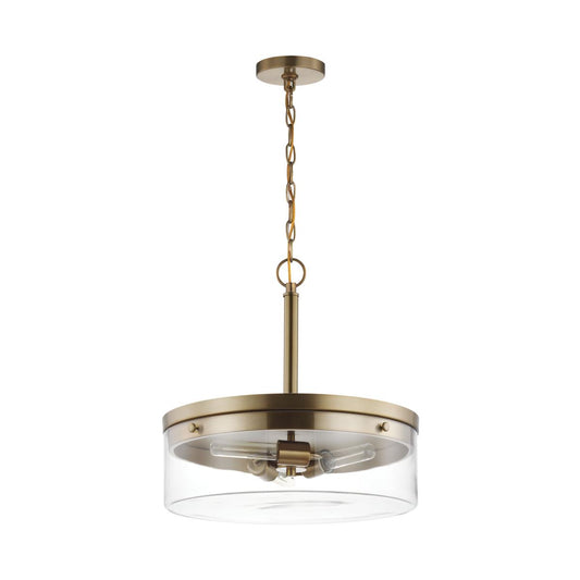 Intersection - 3 Light - Pendant - Burnished Brass with Clear Glass - Satco 60-7530