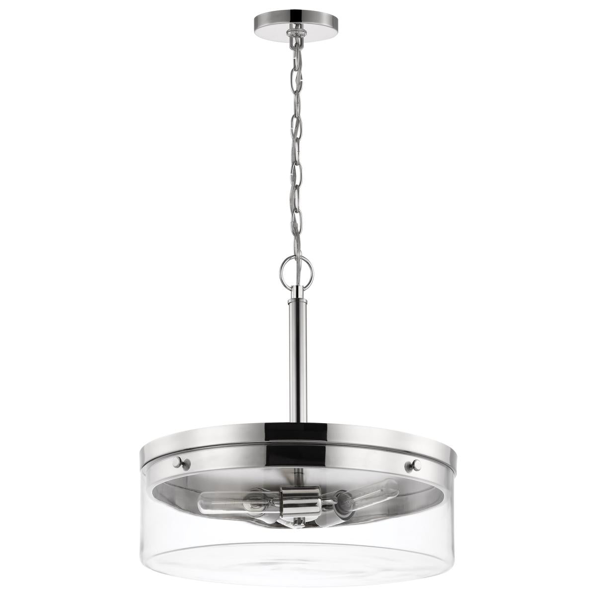 Intersection - 3 Light - Pendant - Polished Nickel with Clear Glass - Satco 60-7630