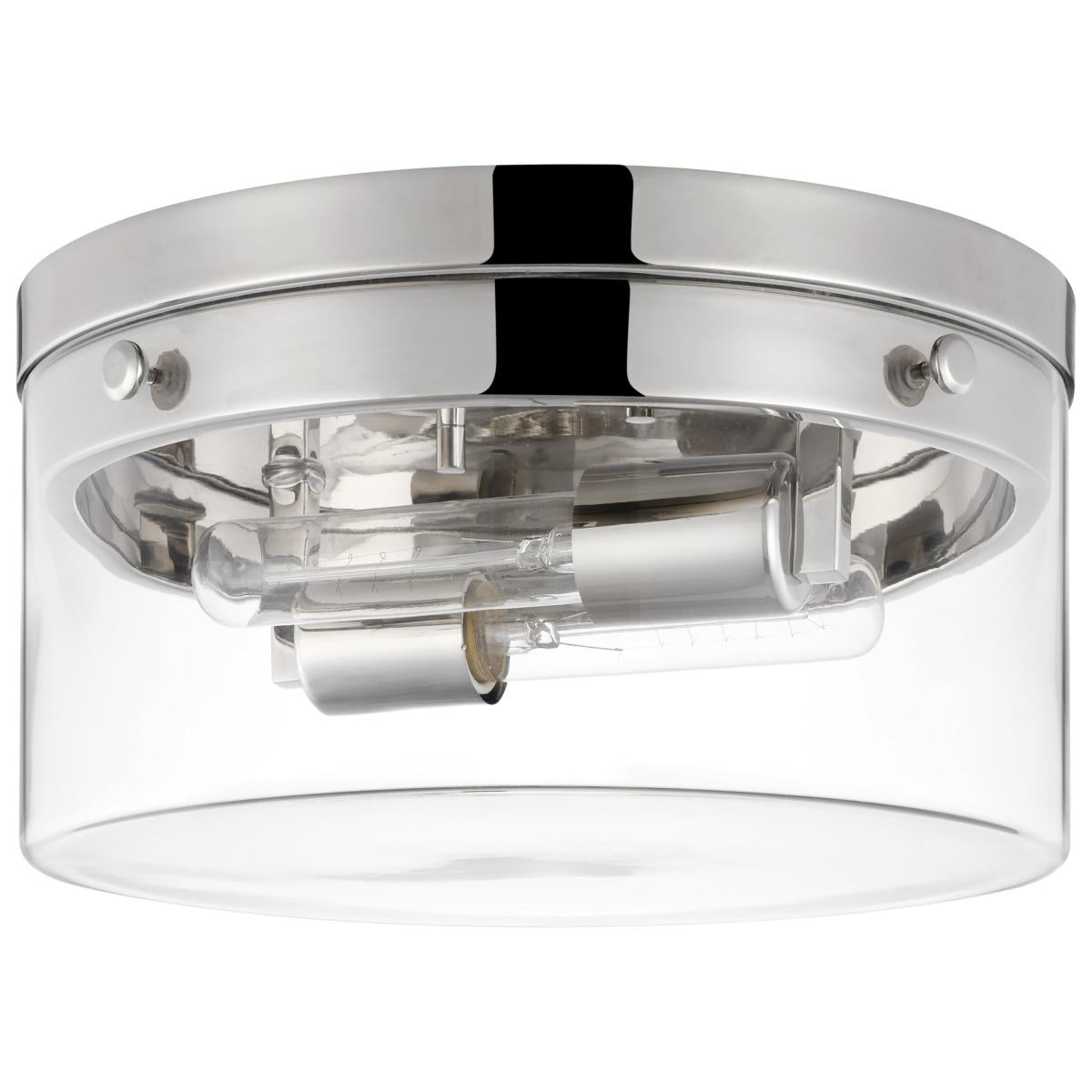 Intersection - Medium Flush Mount Fixture - Polished Nickel with Clear Glass - Satco 60-7637