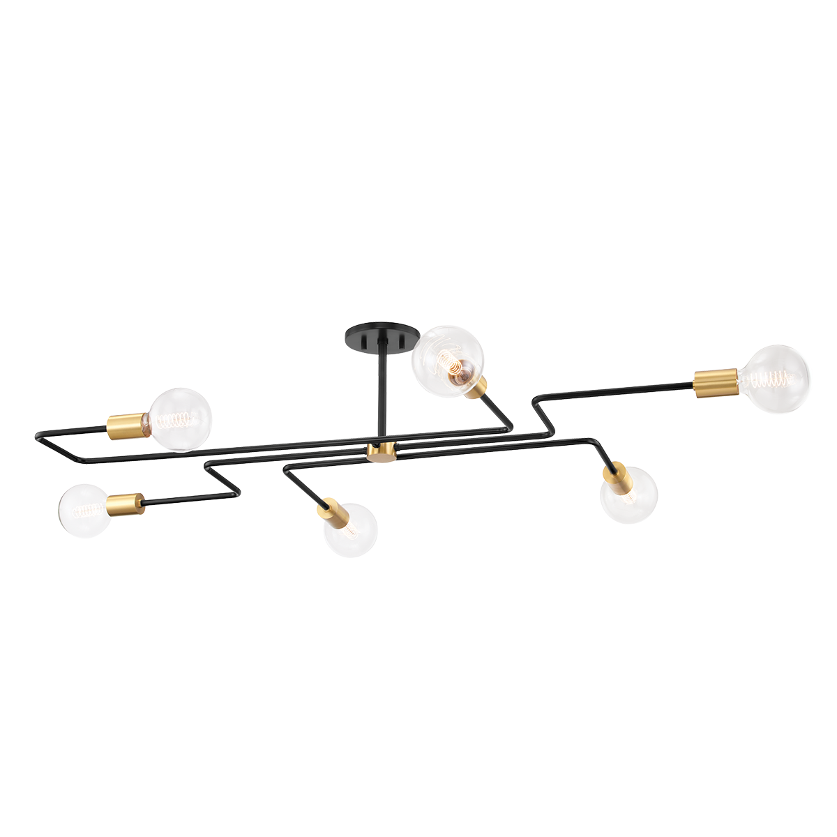 Jena Semi Flush - 6-Light - Aged Brass/Textured Black Combo - Mitzi H488606L-AGB/TBK