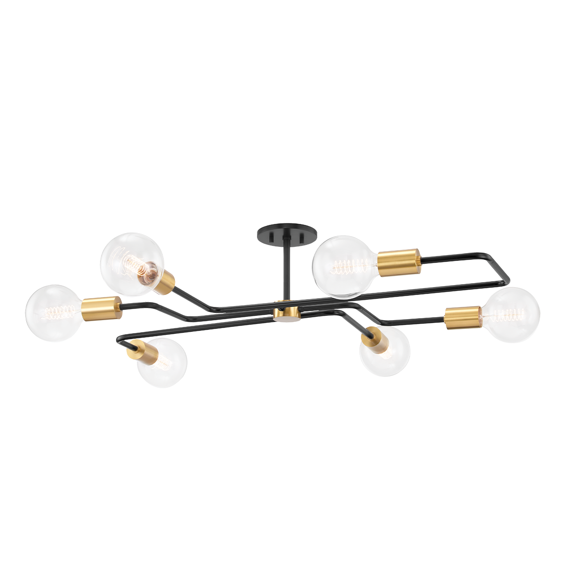 Jena Semi Flush - 6-Light - Aged Brass/Textured Black Combo - Mitzi H488606S-AGB/TBK