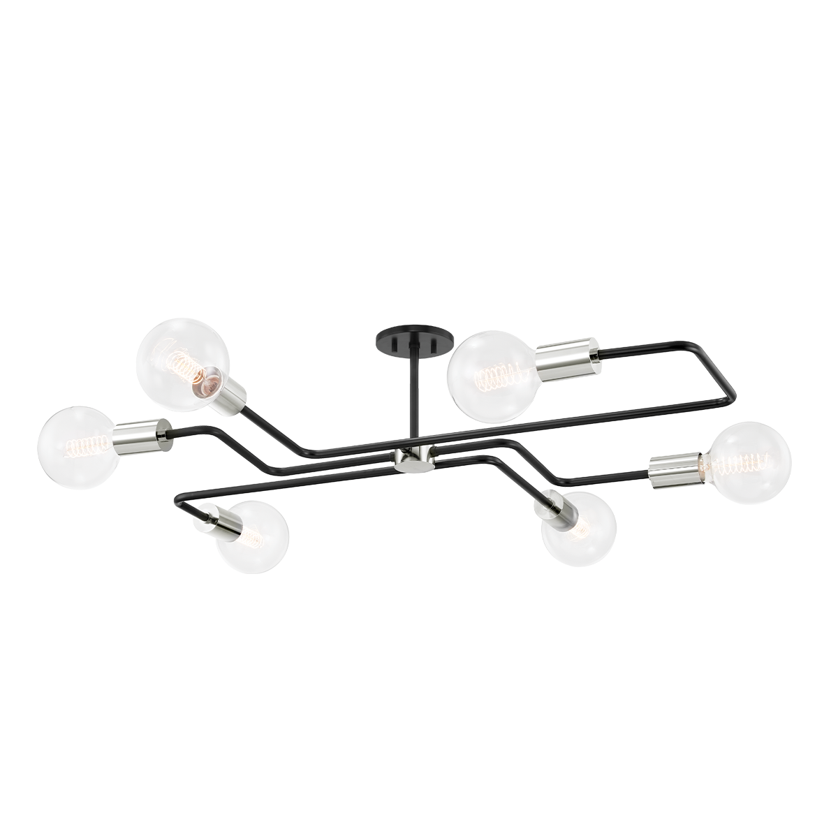 Jena Semi Flush - 6-Light - Polished Nickel/Textured Black - Mitzi H488606S-PN/TBK