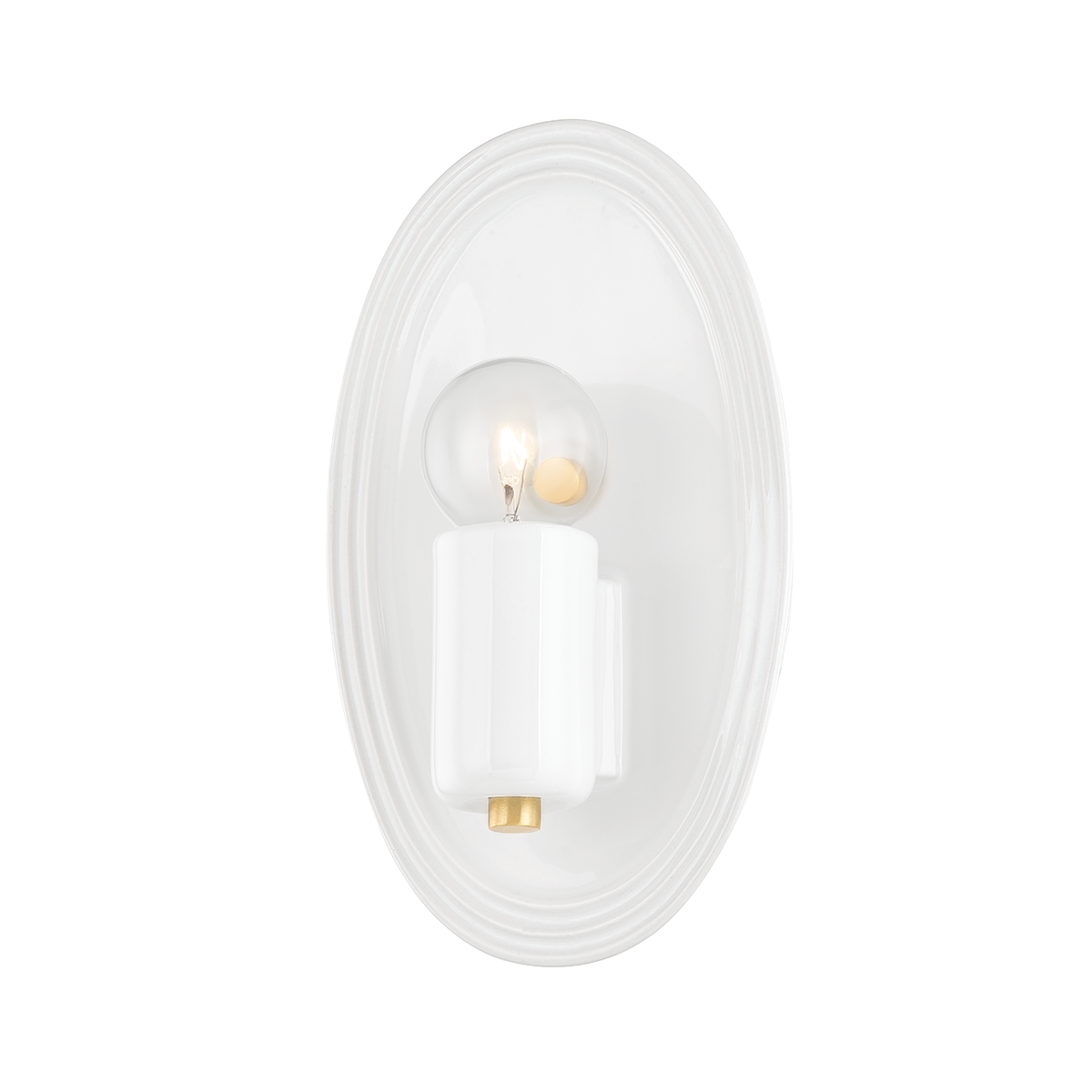 Joyce Wall Sconce - 1-Light - Aged Brass/Ceramic Gloss White - Mitzi H559101-AGB/CGW