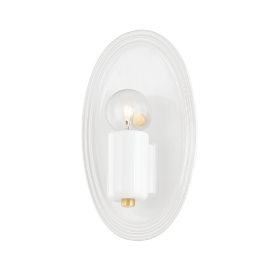 Joyce Wall Sconce - 1-Light - Aged Brass/Ceramic Gloss White - Mitzi H559101-AGB/CGW