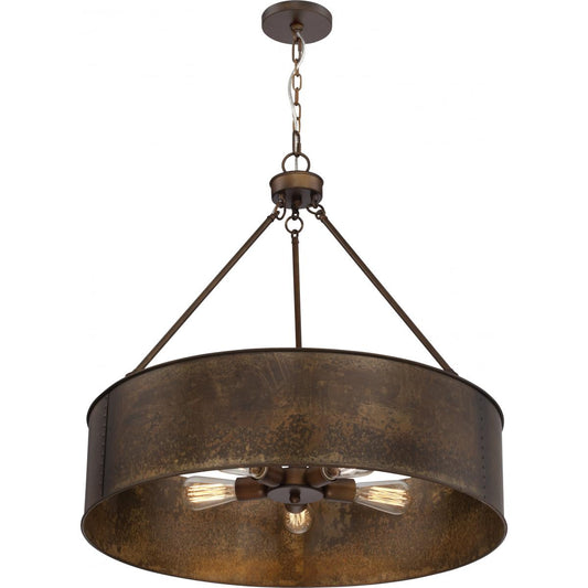 Kettle - 5 Light Oversized Pendant - Weathered Brass Finish - Satco 60-5895
