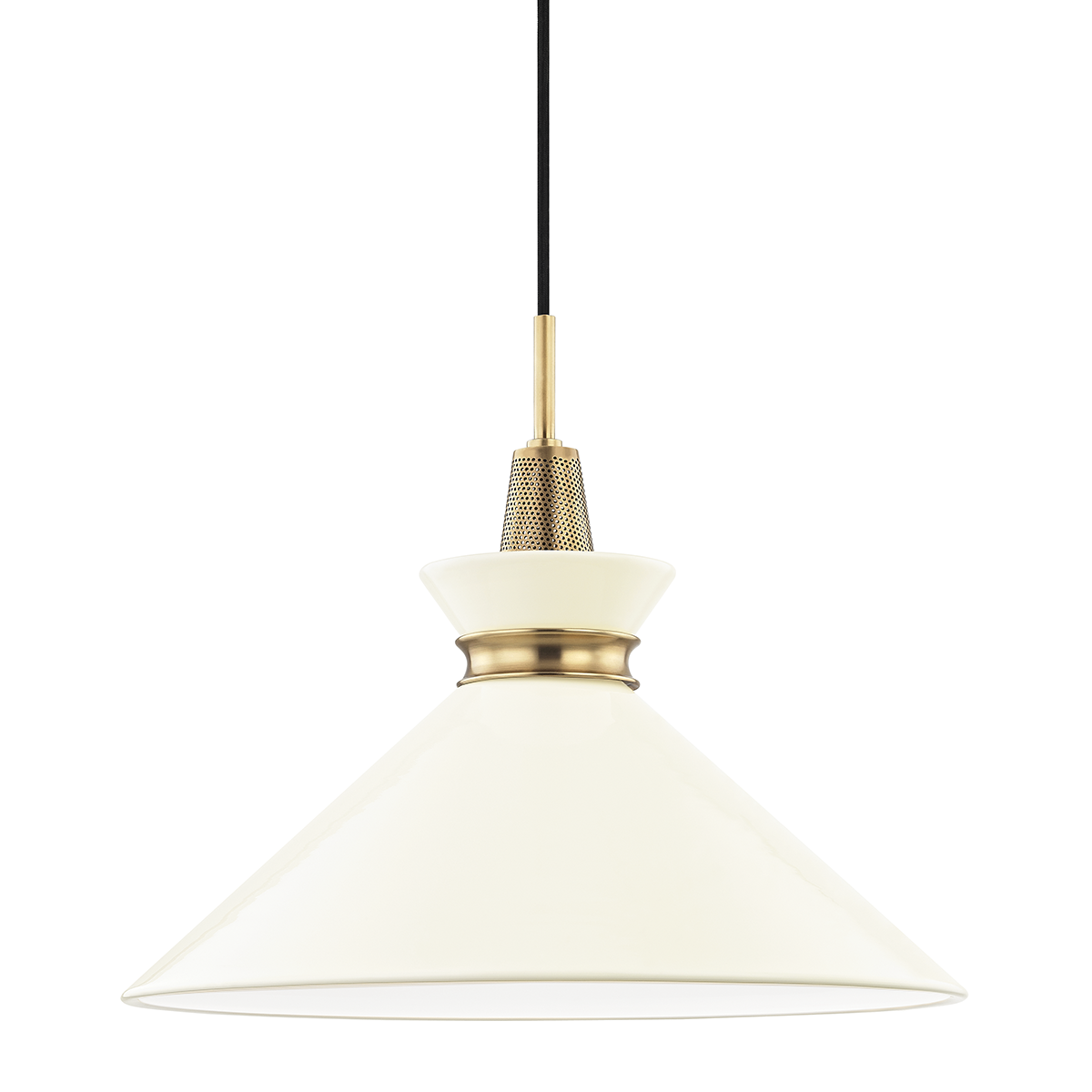 Kiki Large Pendant - 1-Light - Aged Brass/Cream - Mitzi H251701L-AGB/CR