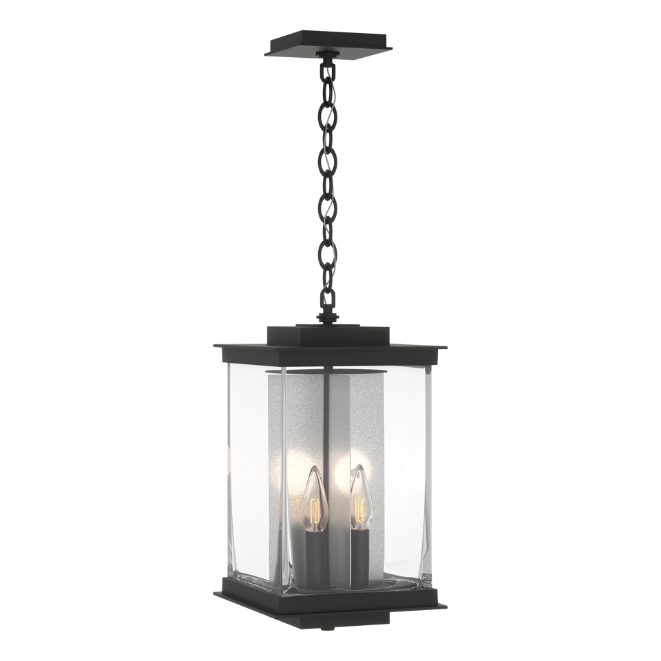 Kingston Outdoor Large Lantern - Coastal Black - Translucent Vintage Platinum Accent by Hubbardton Forge