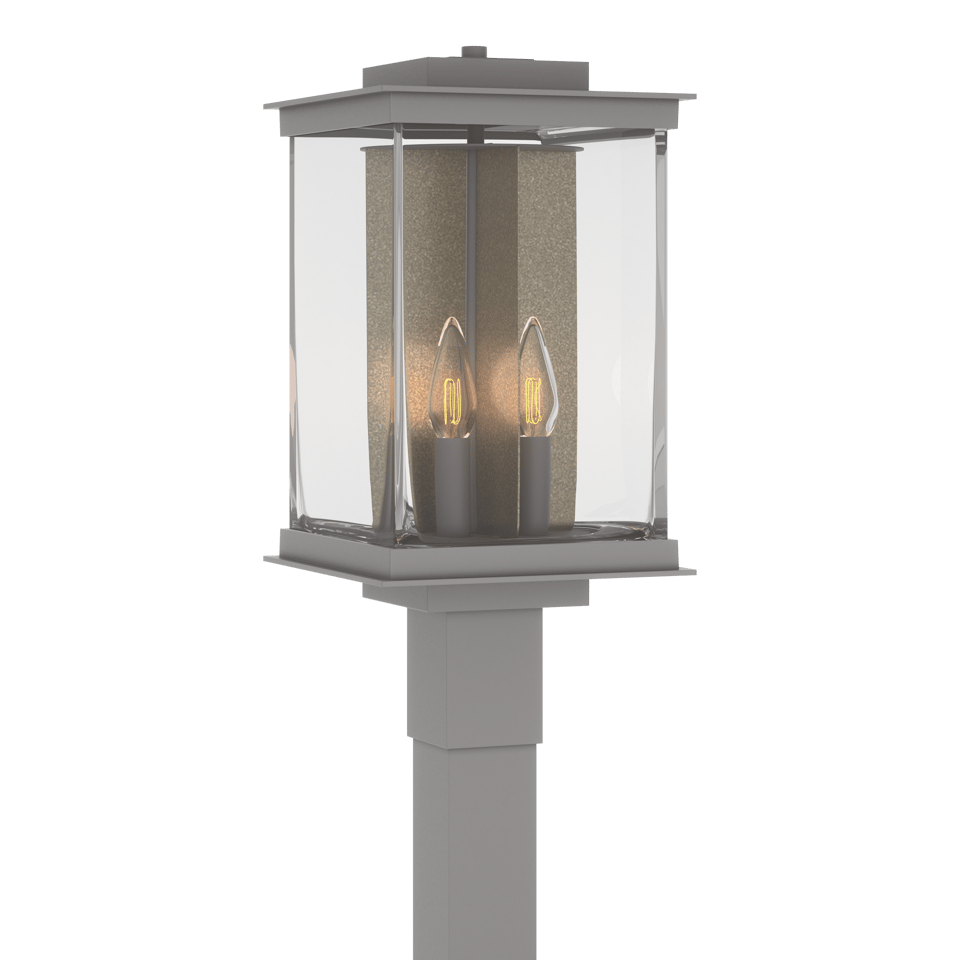 Kingston Outdoor Post Light - Coastal Burnished Steel - Translucent Soft Gold Accent by Hubbardton Forge