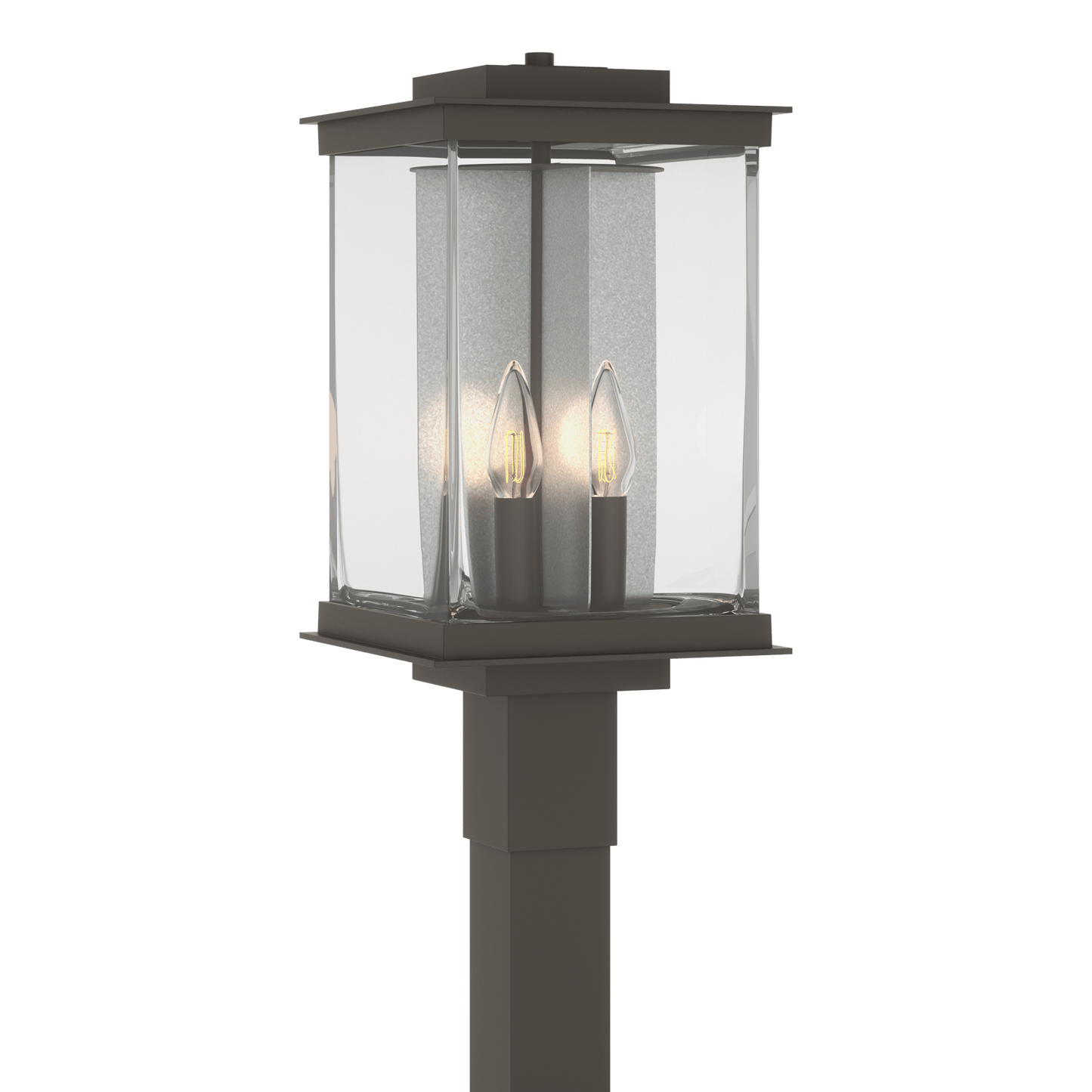 Kingston Outdoor Post Light - Coastal Dark Smoke - Translucent Vintage Platinum Accent by Hubbardton Forge