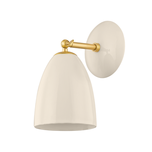 Kirsten Wall Sconce - 1-Light - Aged Brass/Ceramic Cream - Mitzi H558101-AGB/CCR