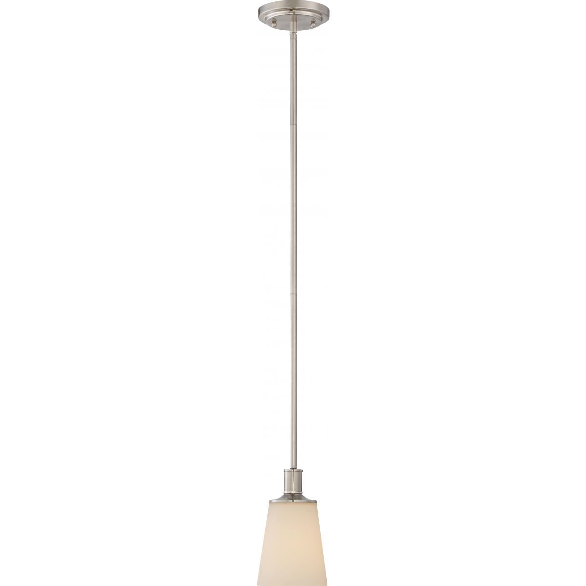 Laguna - 1 Light Mini Pendant with White Glass - Brushed Nickel Finish - Satco 60-5828