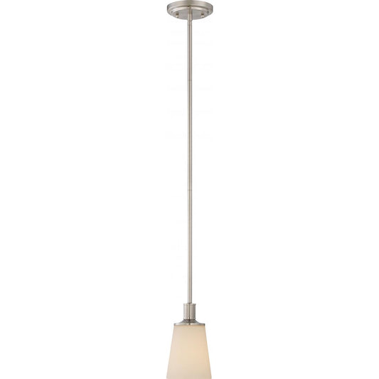 Laguna - 1 Light Mini Pendant with White Glass - Brushed Nickel Finish - Satco 60-5828