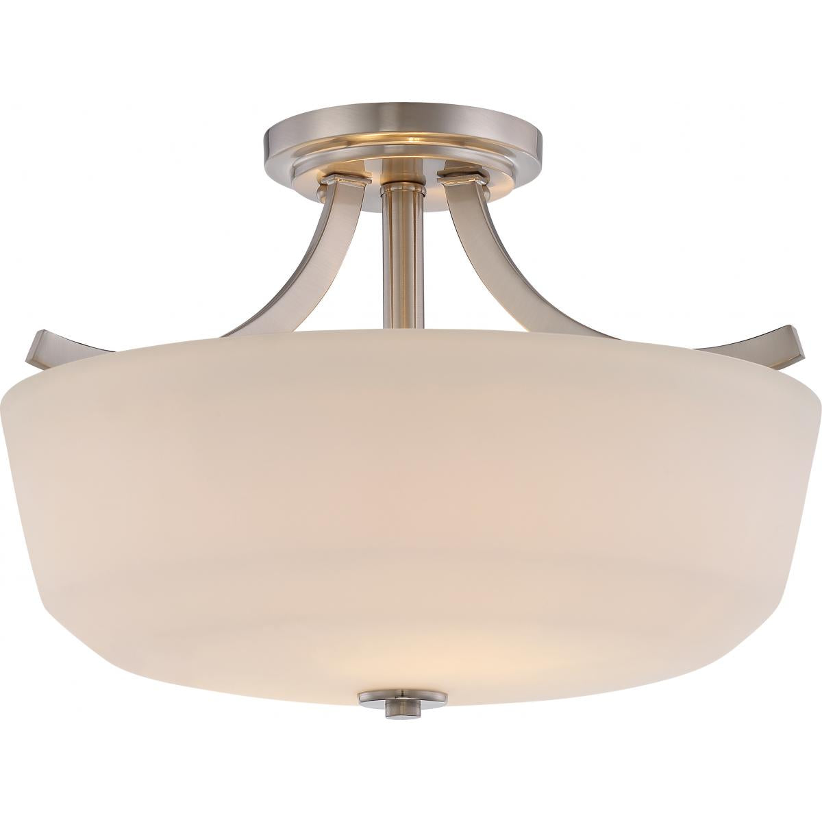 Laguna - 2 Light Semi Flush with White Glass - Brushed Nickel Finish - Satco 60-5826