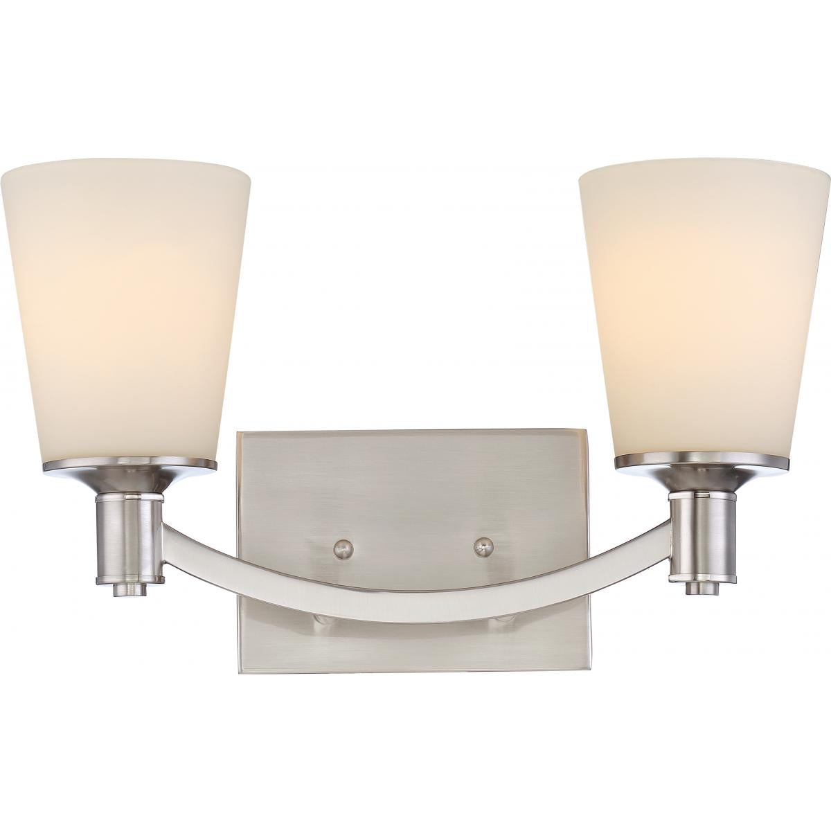 Laguna - 2 Light Vanity with White Glass - Brushed Nickel Finish - Satco 60-5822
