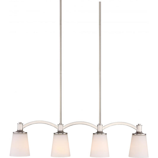 Laguna - 4 Light Island Pendant with White Glass - Brushed Nickel Finish - Satco 60-5875
