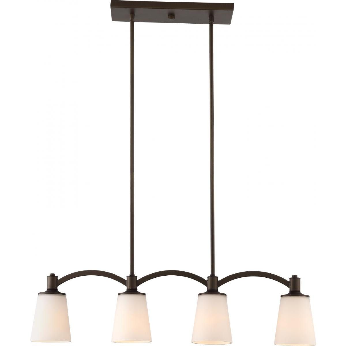 Laguna - 4 Light Island Pendant with White Glass - Forest Bronze Finish - Satco 60-5975