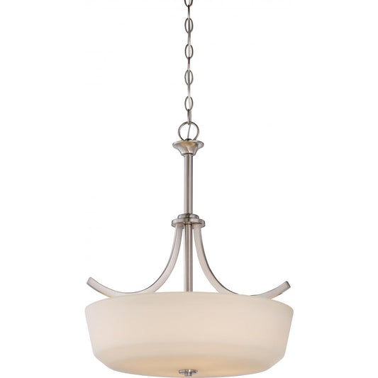 Laguna - 4 Light Pendant with White Glass - Brushed Nickel Finish - Satco 60-5827