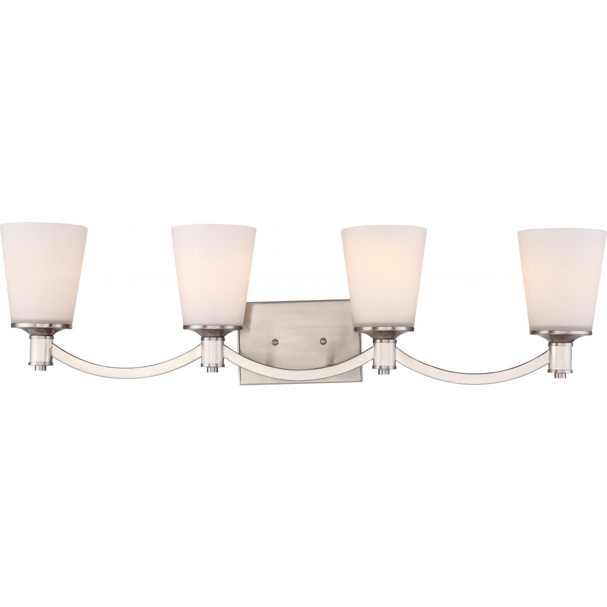 Laguna - 4 Light Vanity with White Glass - Brushed Nickel Finish - Satco 60-5874