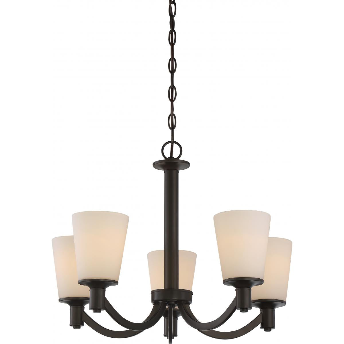 Laguna - 5 Light Hanging with White Glass - Aged Bronze Finish - Satco 60-5925