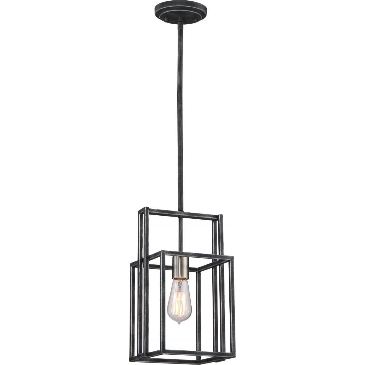 Lake - 1 Light Mini Pendant - Iron Black Finish with Brushed Nickel Accents - Satco 60-5860