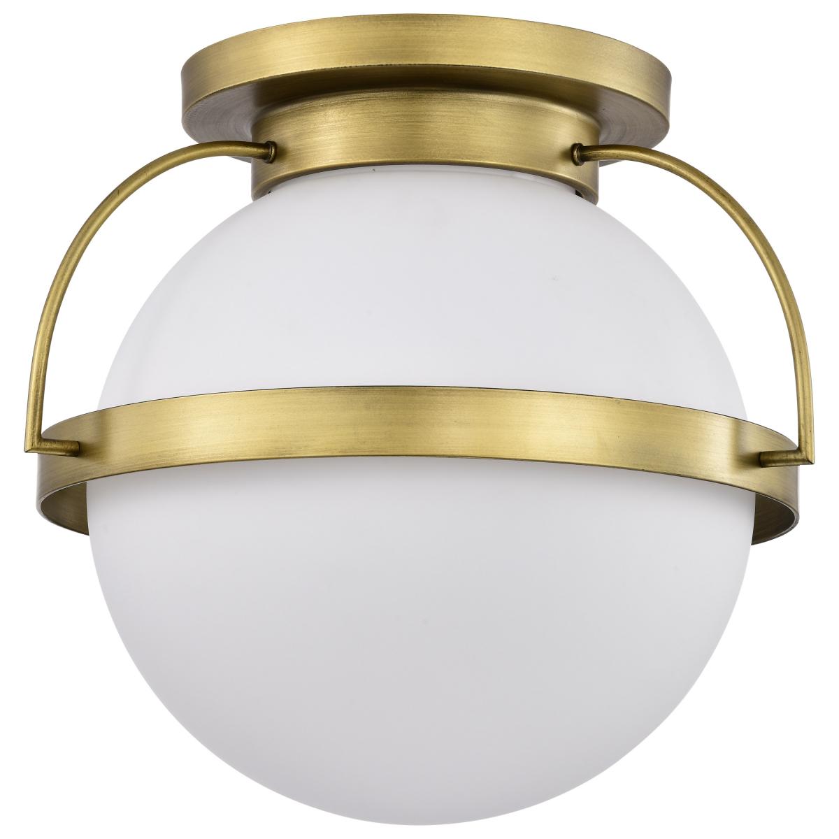 Lakeshore 1 Light Large Flush - Natural Brass Finish - White Opal Glass - Satco 60-7782