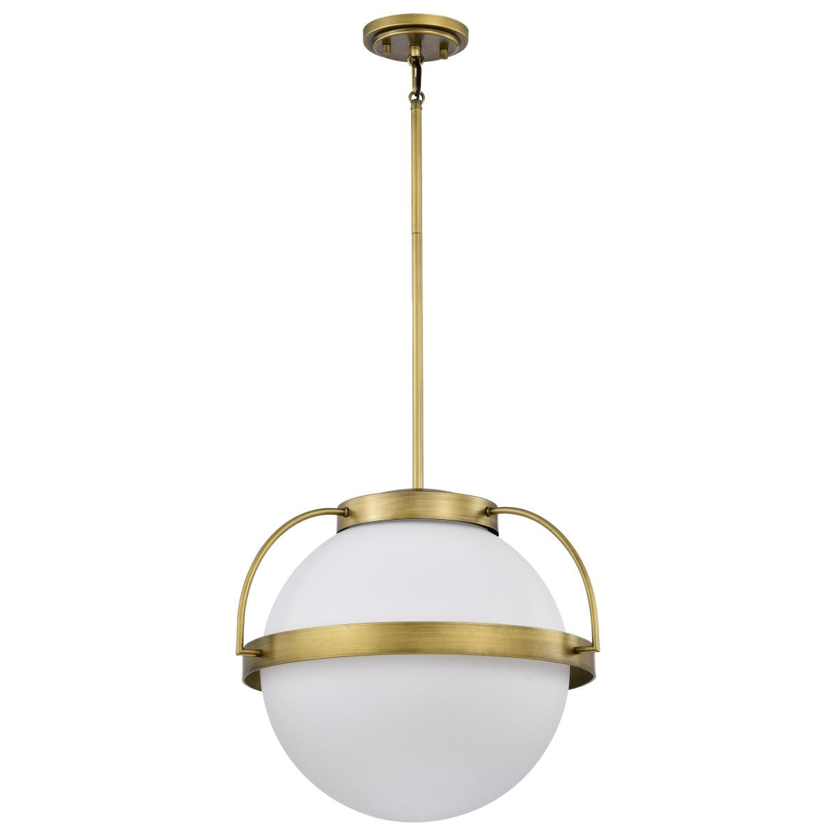 Lakeshore 1 Light Large Pendant - Natural Brass Finish - White Opal Glass - Satco 60-7785