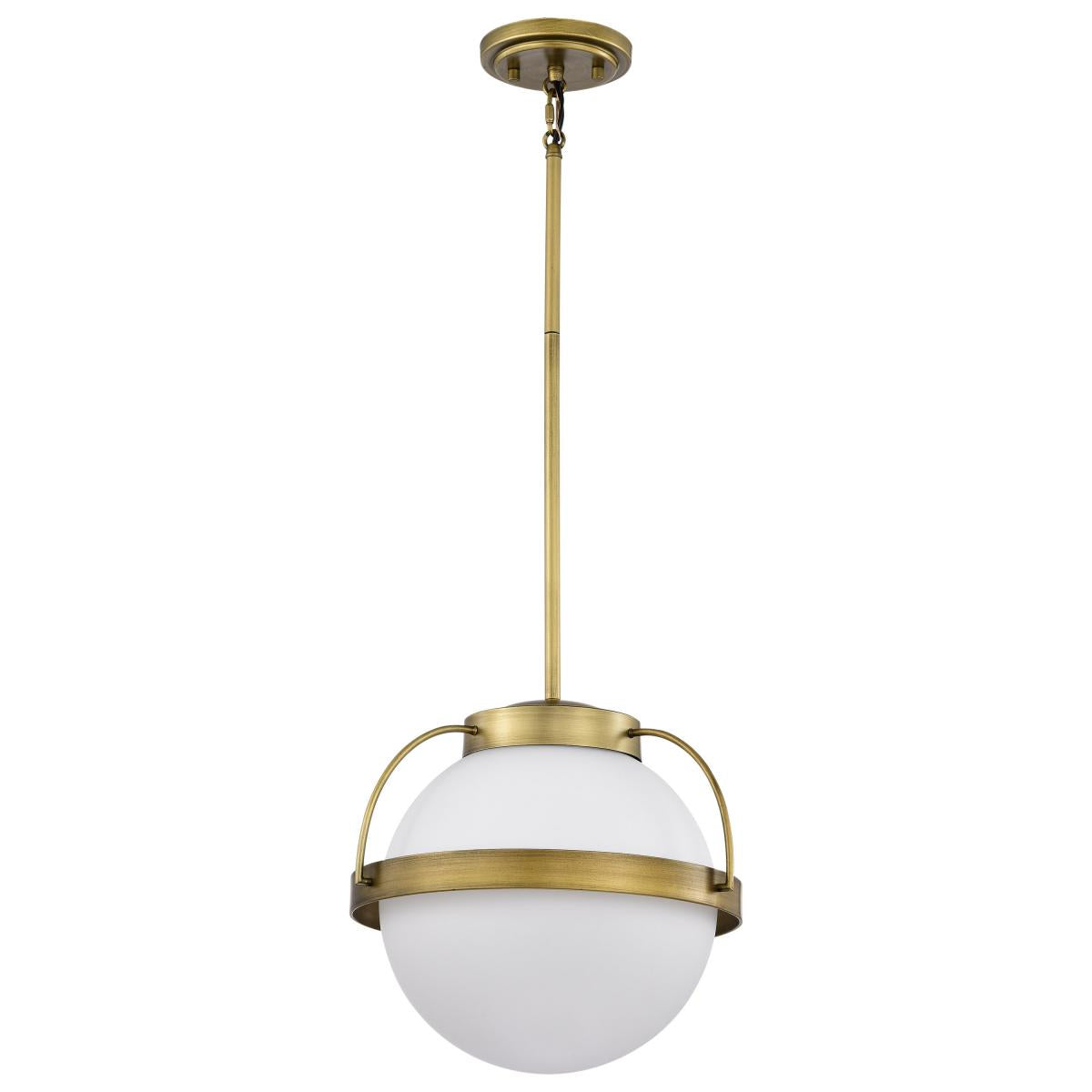 Lakeshore 1 Light Medium Pendant - Natural Brass Finish - White Opal Glass - Satco 60-7784