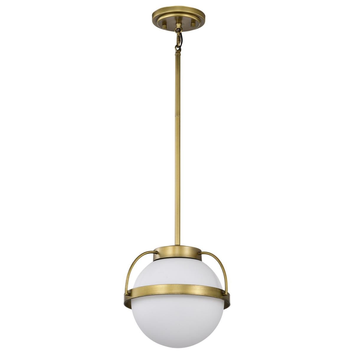 Lakeshore 1 Light Small Pendant - Natural Brass Finish - White Opal Glass - Satco 60-7783