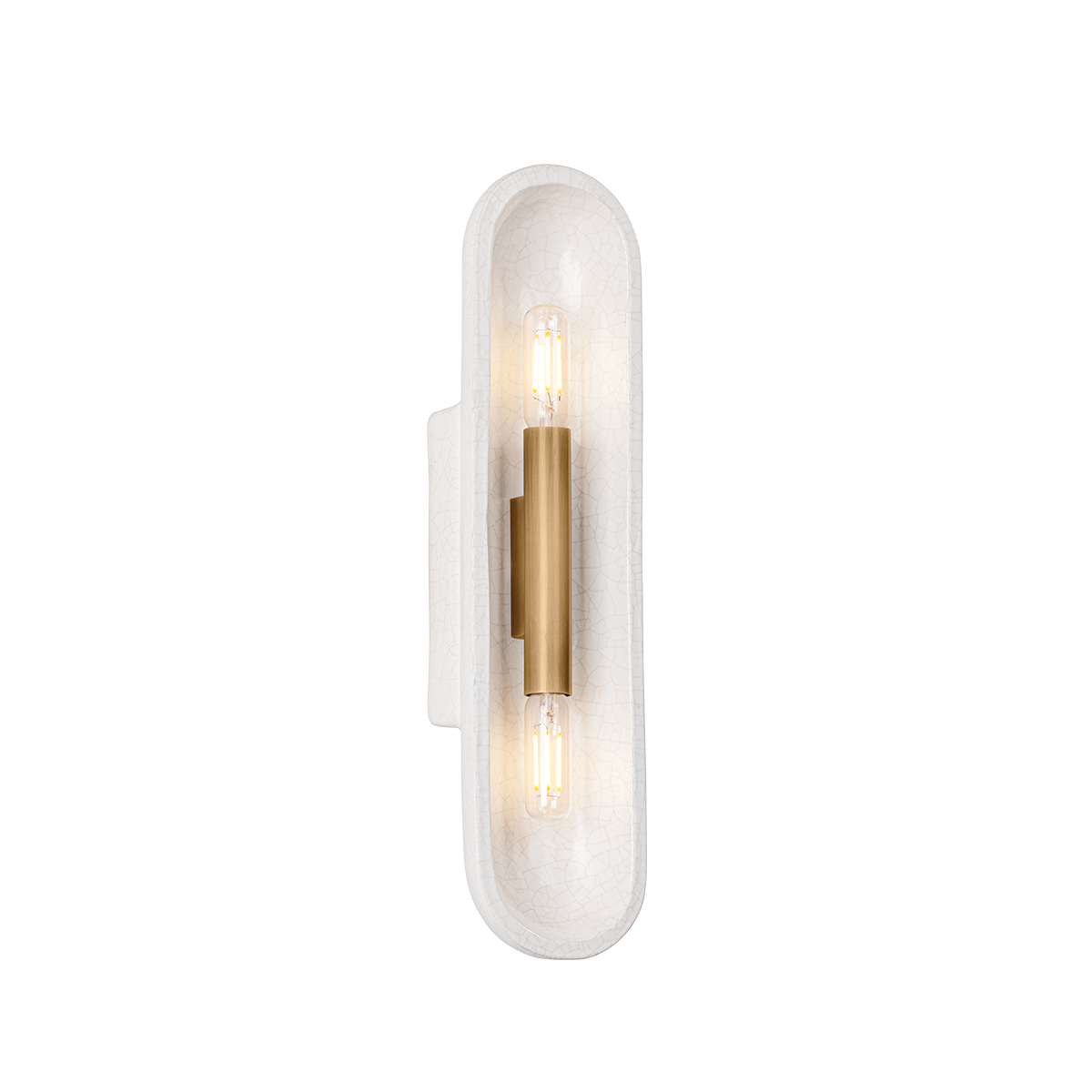 Lane Wall Sconce - 2-Light - Patina Brass/Ceramic White Large Crackle - Troy Lighting B1617-PBR/CLC