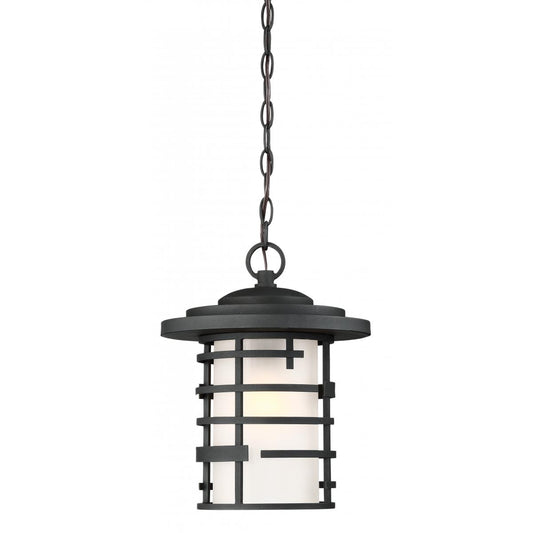 Lansing - 1 Light 14" Hanging Lantern with Etched Glass - Textured Black Finish - Satco 60-6405